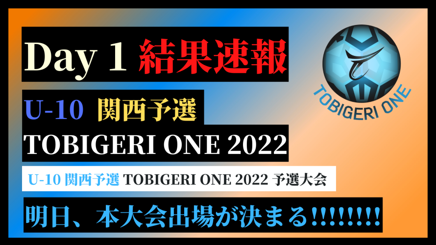 【U10 関西予選 Day1】TOBIGERI ONE U10 関西予選 1日目結果速報✨